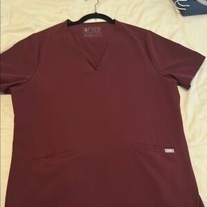 Figs Burgundy Casma Top XL